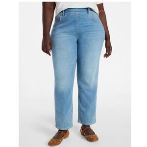 Terra & Sky High Rise Pull-On Straight Leg Jeggings 4X (28W) Medium Wash NWT